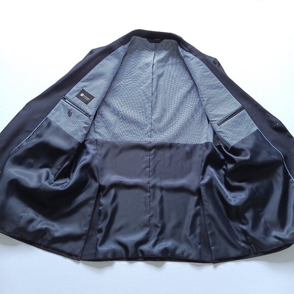 Dark Navy Blue WRINKLE RESISTANT Suit Jacket /Navy Blazer / Navy Sport Coat 42R - Picture 9 of 12